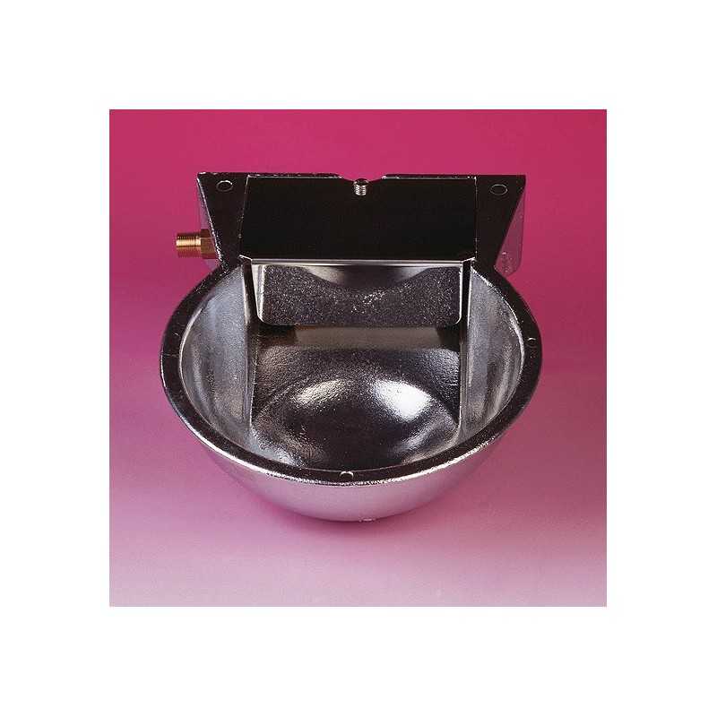 Refletor metálico prateado com peça preta no topo, fundo rosa