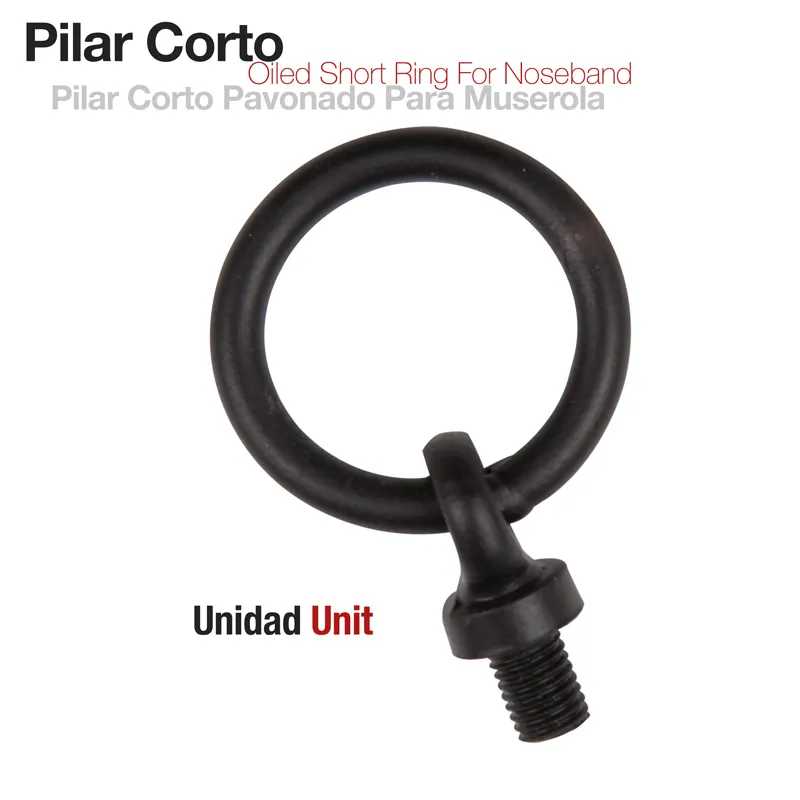 Anel curto de metal oleado preto com rosca para cabresto.