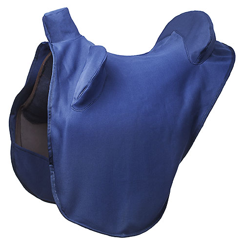 Sela azul escura em tecido para equitação
