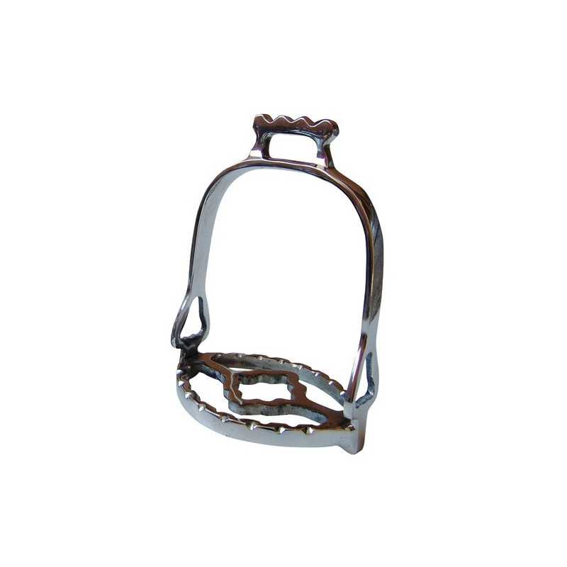 Estribo metálico prateado para equitação