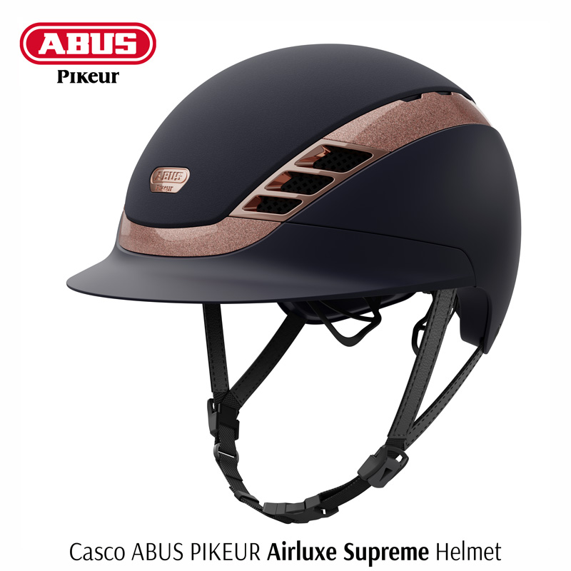 Capacete de equitação ABUS Pikeur preto com detalhes em bronze