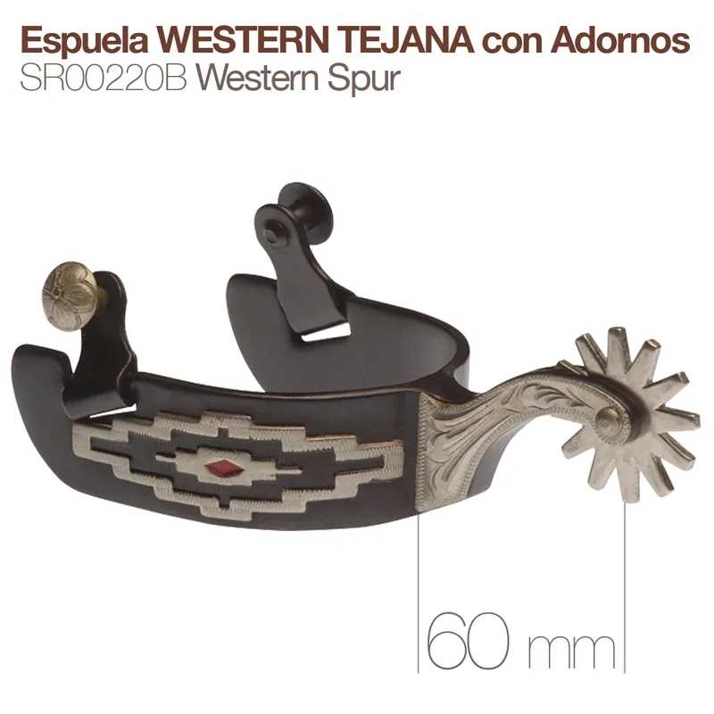 Espora Western Tejana com adornos decorativos