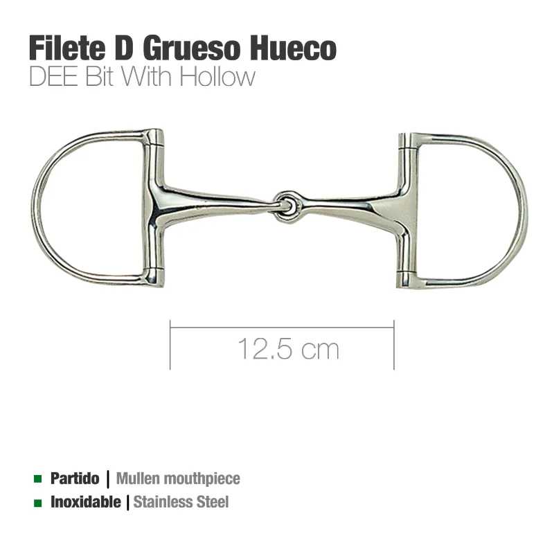 Freio Filete D Grueso Hueco de aço inoxidável com bocal partido, 12,5 cm