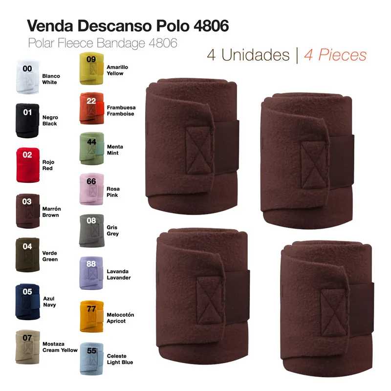 Bandagens de descanso Polar Fleece Polo 4806 castanhas com tabela de cores