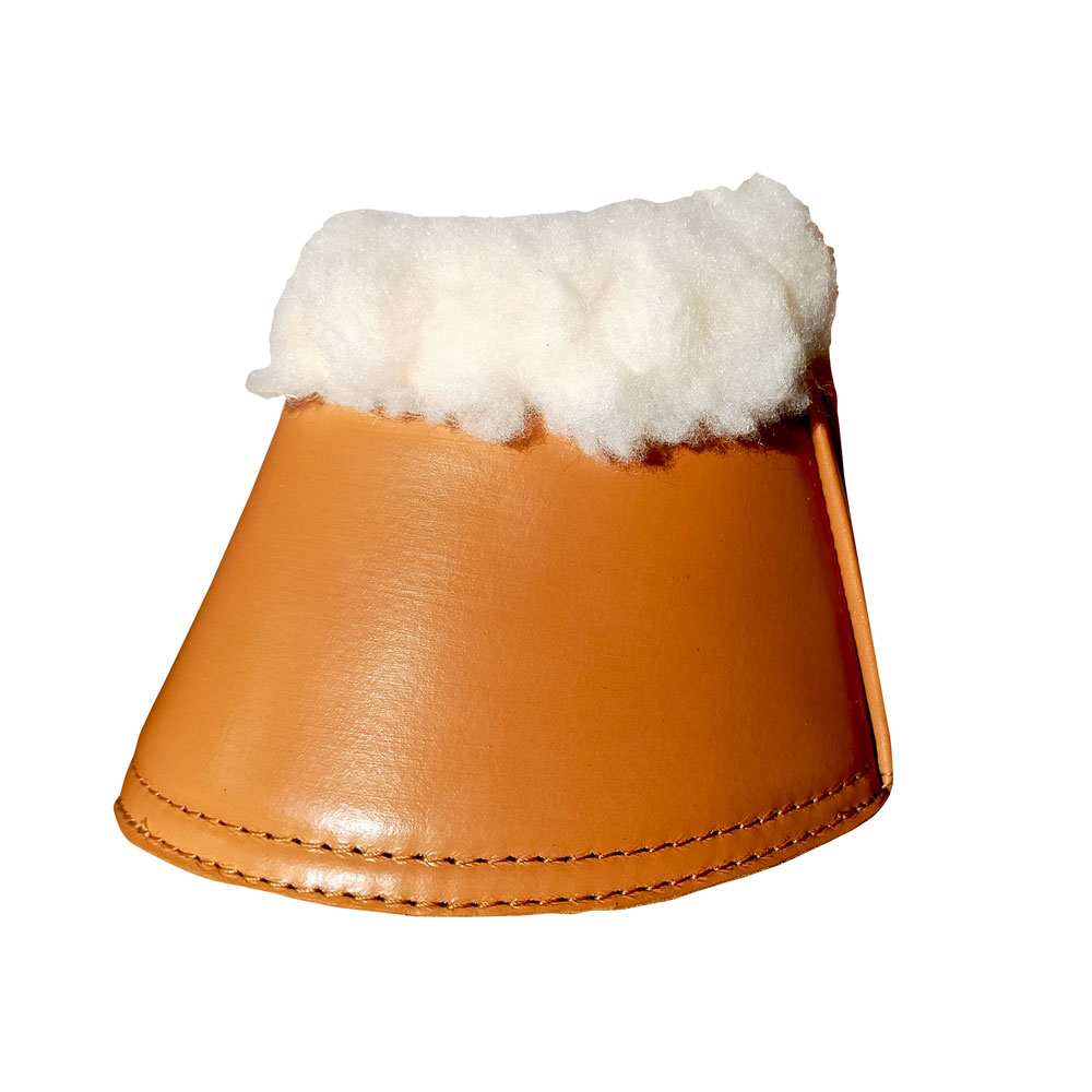 Sino de proteção para cavalo em couro castanho com interior em pelo branco