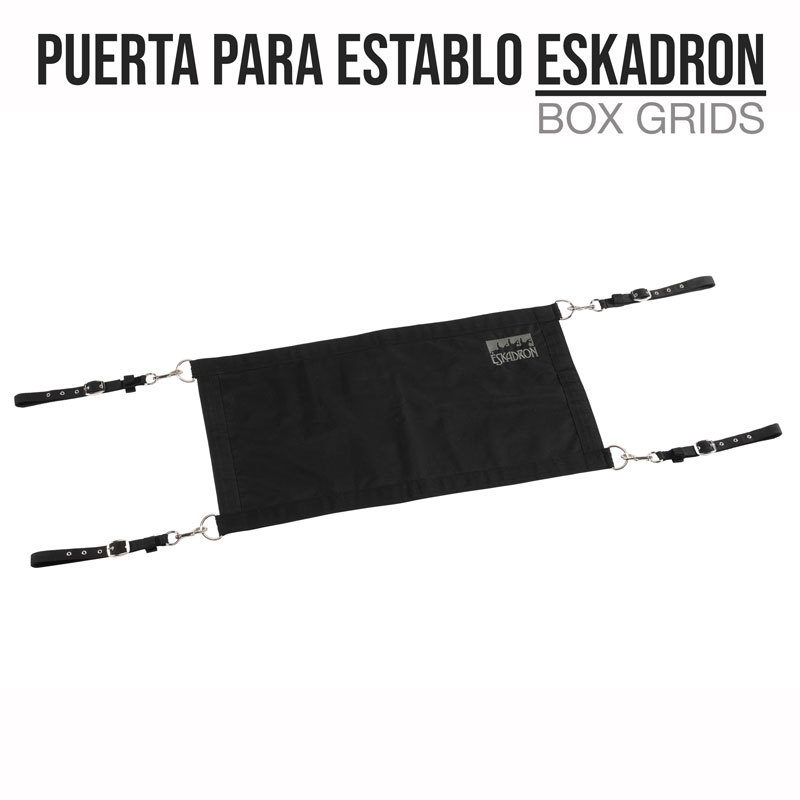 Porta para estábulo preta ESKADRON BOX GRIDS com tiras e fivelas