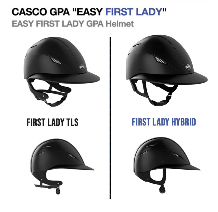 Capacetes pretos GPA modelo Easy First Lady para equitação