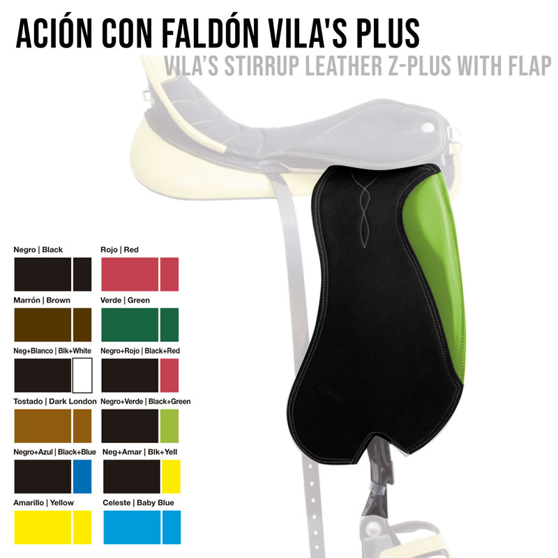 Perneira em couro preta com detalhe verde para sela de cavalo e opções de cores