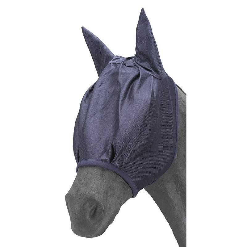 Máscara azul escuro para cavalo cobrindo cabeça e orelhas