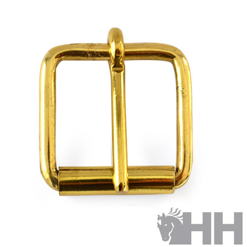 Fivela quadrada dourada de metal com barra central