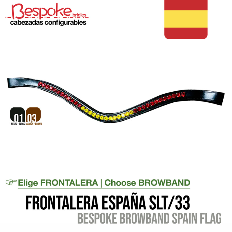 frontalera para cabezada con cristales en diseño de bandera de España