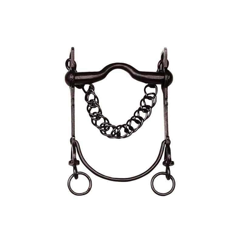 Freio de metal negro com corrente para equitação