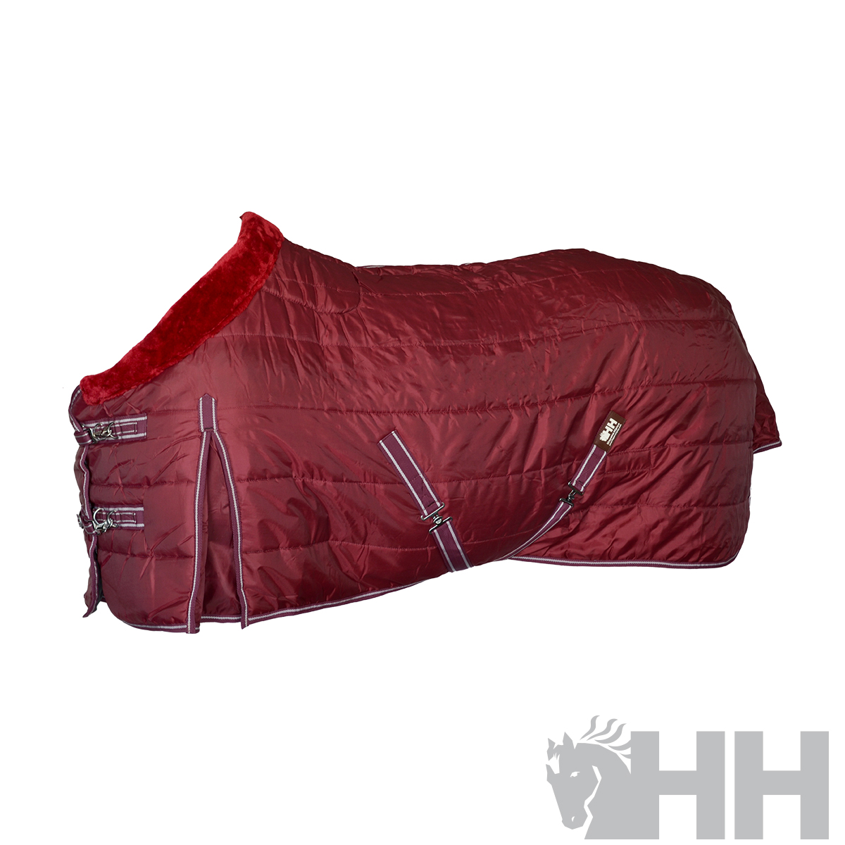 Cobertura para cavalo vinho acolchoada com interior felpudo vermelho