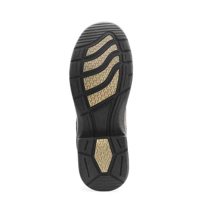 Sola de calçado antiderrapante preta com partes bege