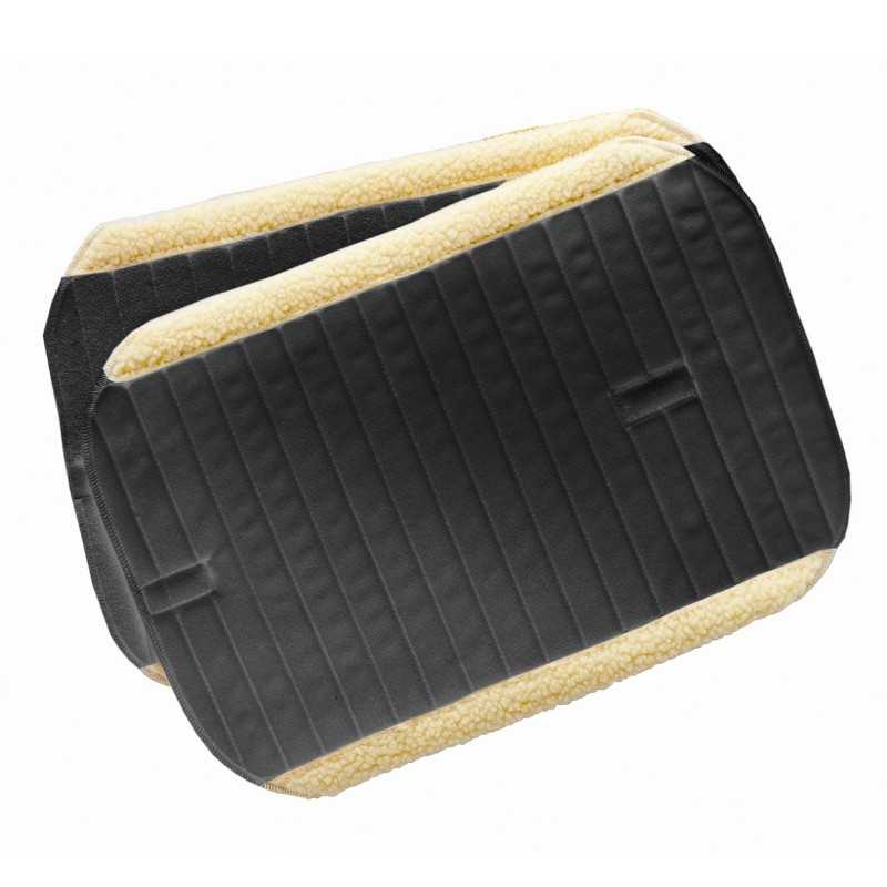 Tapete de cama para cavalo preto com bordas em pêlo sintético bege