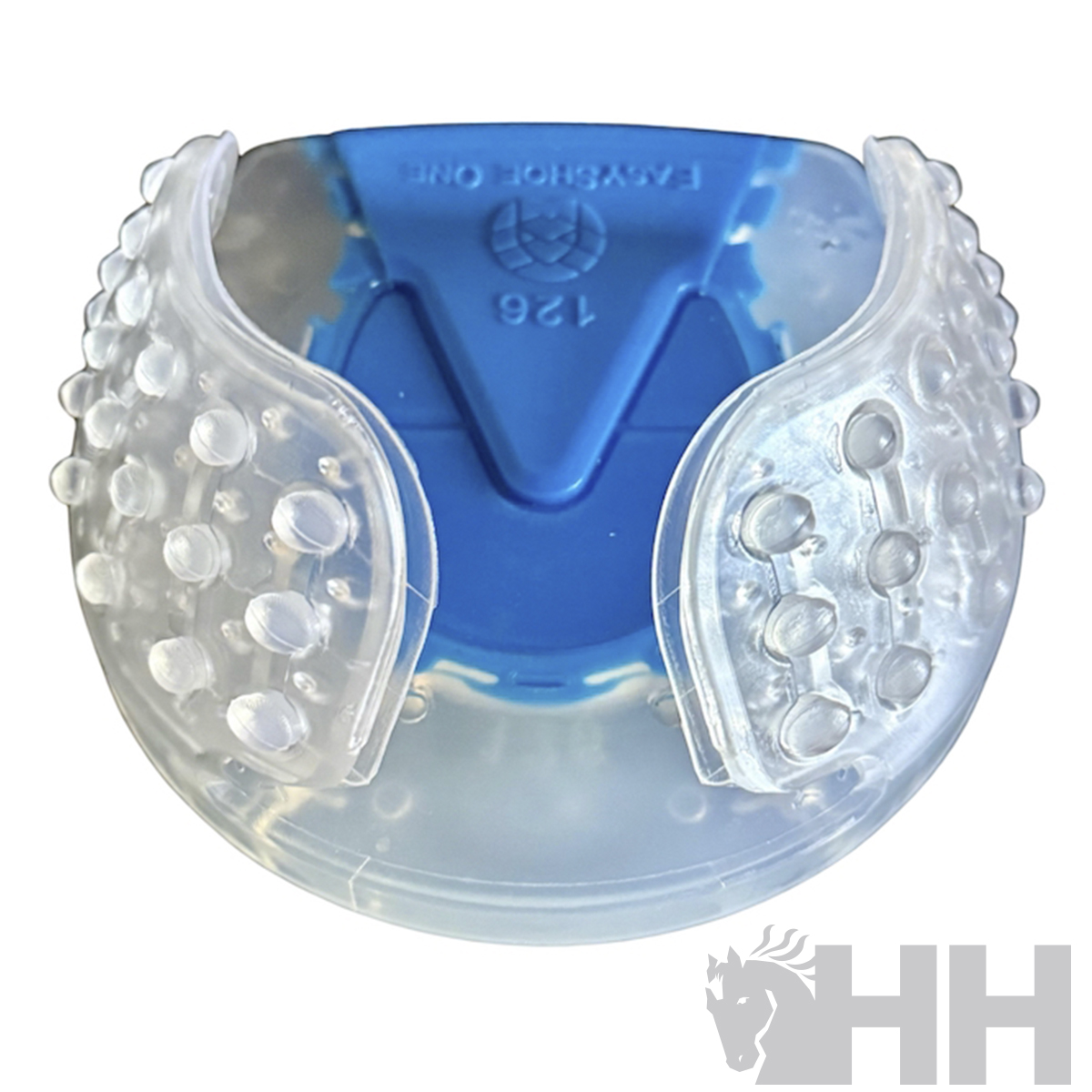 Produto plástico azul e transparente com relevos redondos