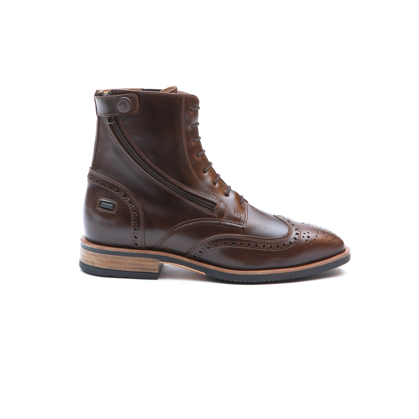 Bota masculina castanha em couro com fecho de correr lateral