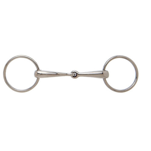Mordida simples de cavalo em metal cromado com aros circulares
