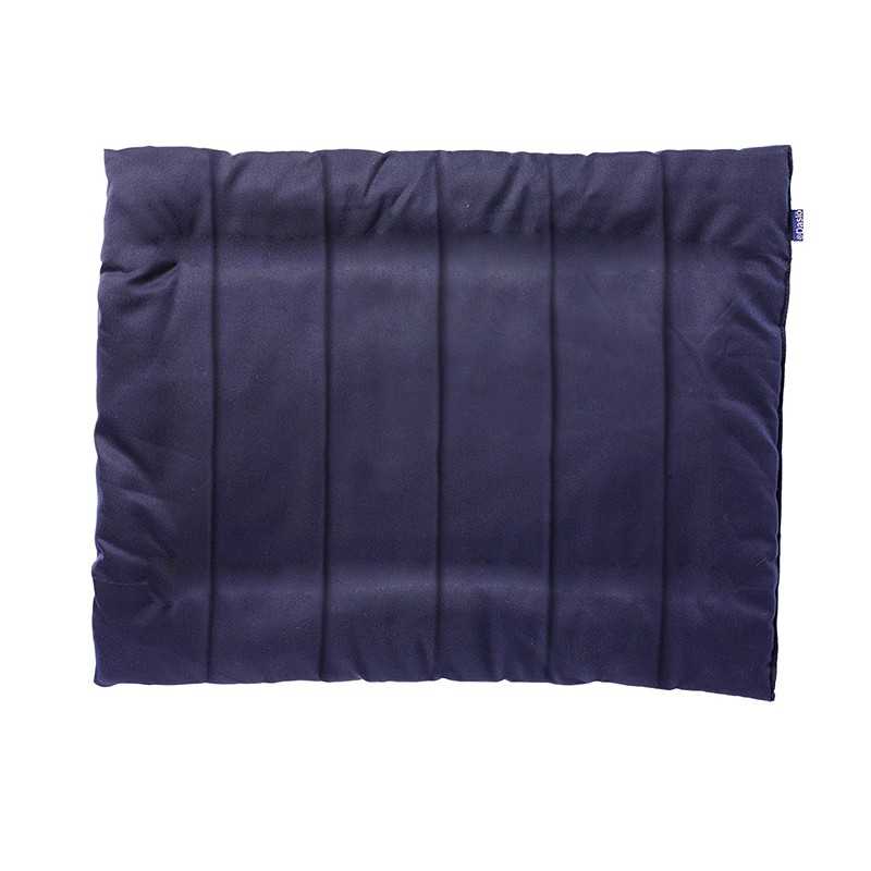 Almofada retangular azul escuro com costuras verticais
