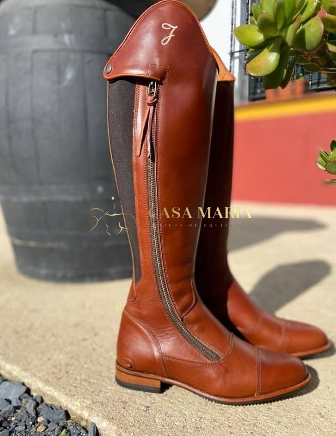 Botas de equitação castanhas com fecho zip lateral