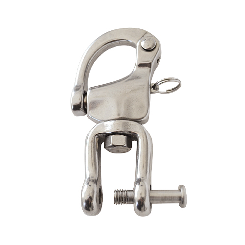 Mola de aço inoxidável prateada com sistema de fecho e parafuso