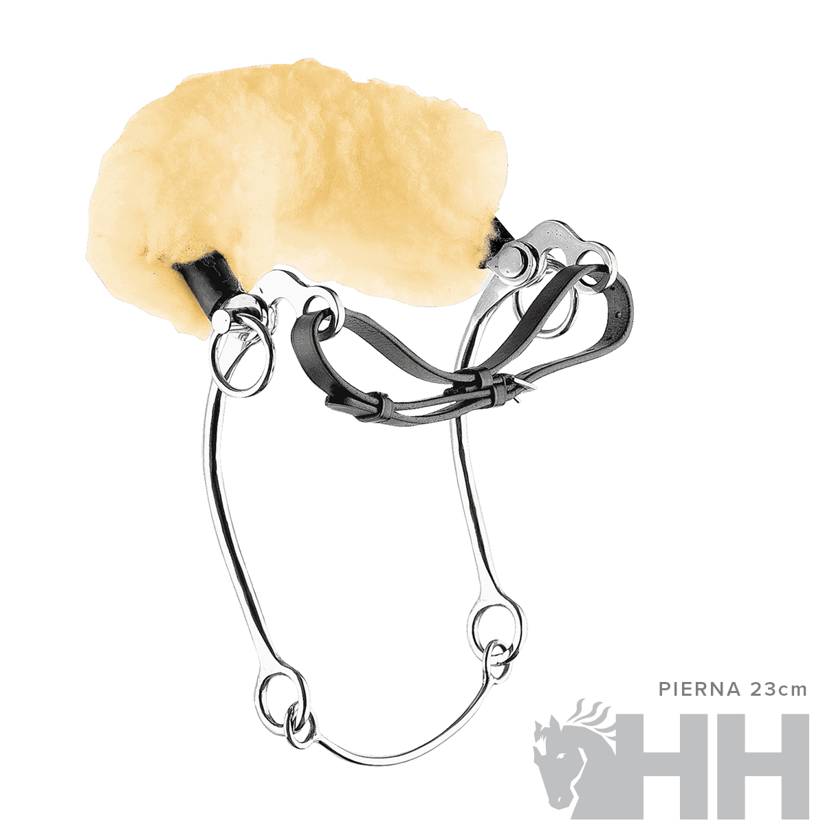 Freio de cavalo em aço inoxidável com acolchoamento amarelo