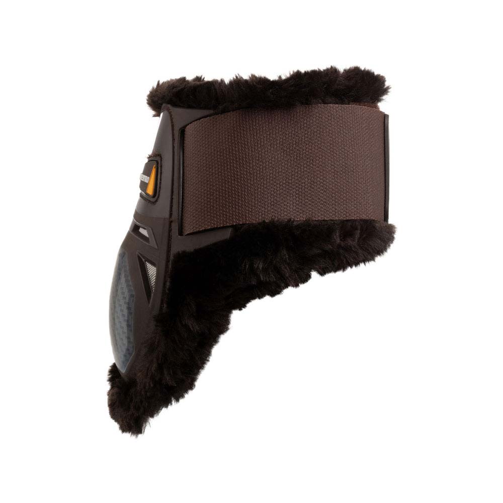 Protecção castanha escura para cavalo com pelúcia e faixa elástica
