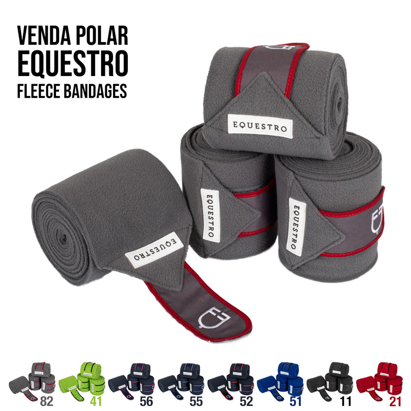 Venda polar fleece cinza Equestro com detalhes vermelhos e etiquetas