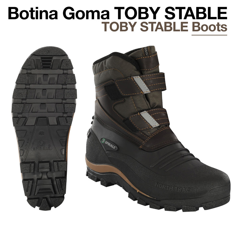Botina Goma Toby Stable preta e castanha com sola robusta e fechos em velcro