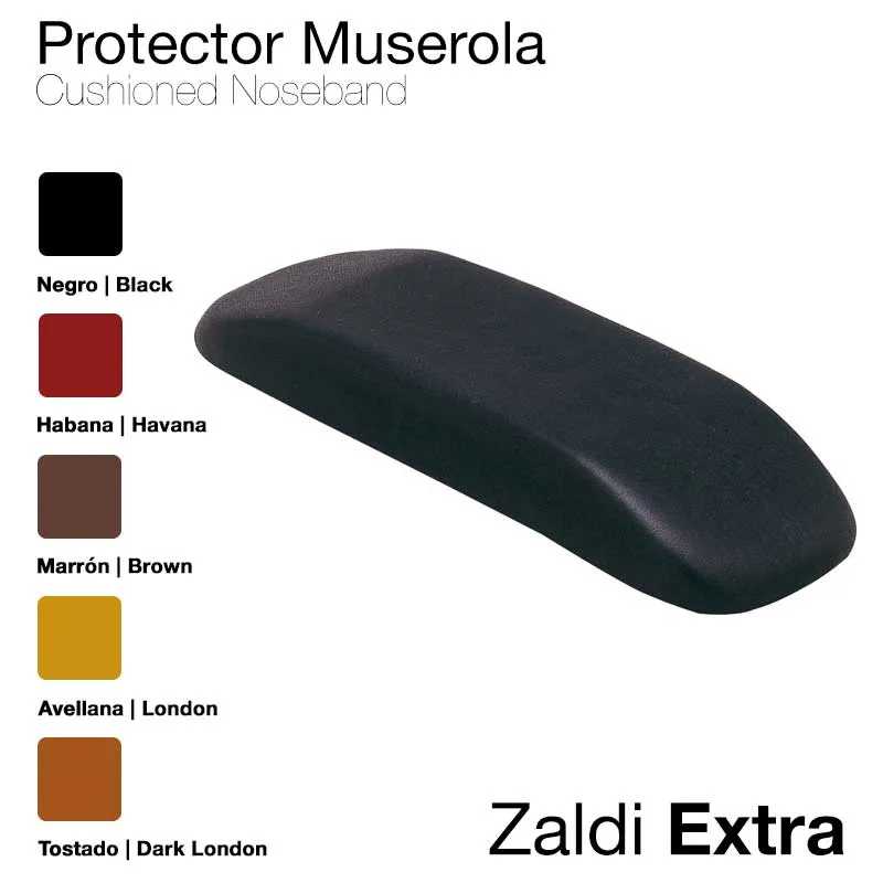 Protetor de muserola acolchoado preto Zaldi Extra com opções de cores disponíveis