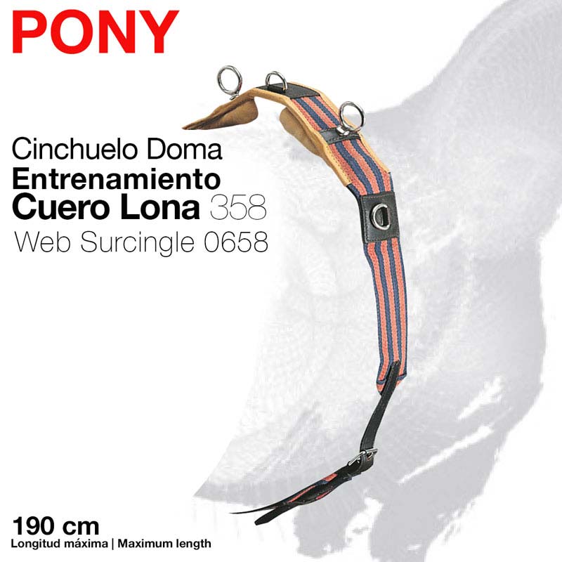 Cinchuelo Doma para treino em couro e lona com anéis metálicos