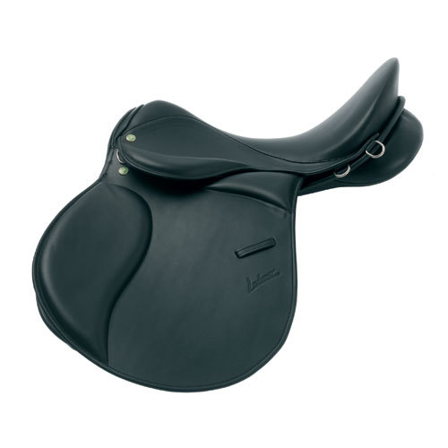 Sela de equitação preta em pele com acolchoamento