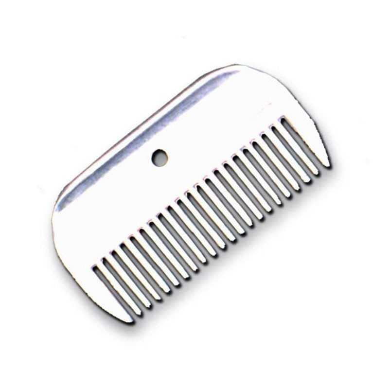 Pente metálico prateado com dentes diferentes