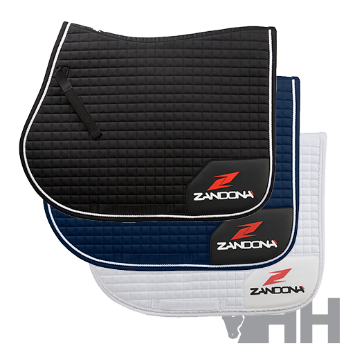 Três mantas de sela acolchoadas ZANDONA em preto, azul e branco