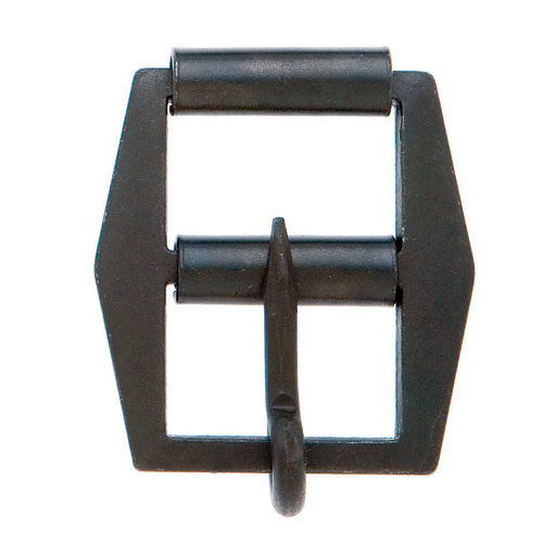 Fivela metálica preta octogonal com pino central