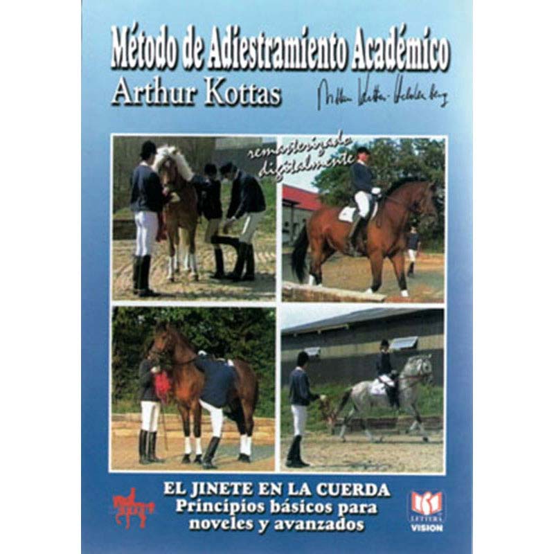 Capa azul do livro com fotos de treino equestre e texto em espanhol