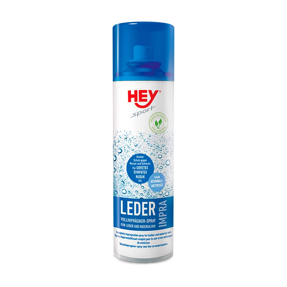 Spray impermeabilizante HEY sport para couro com tampa azul