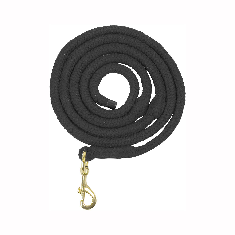 Trela para cão preta com gancho metálico dourado