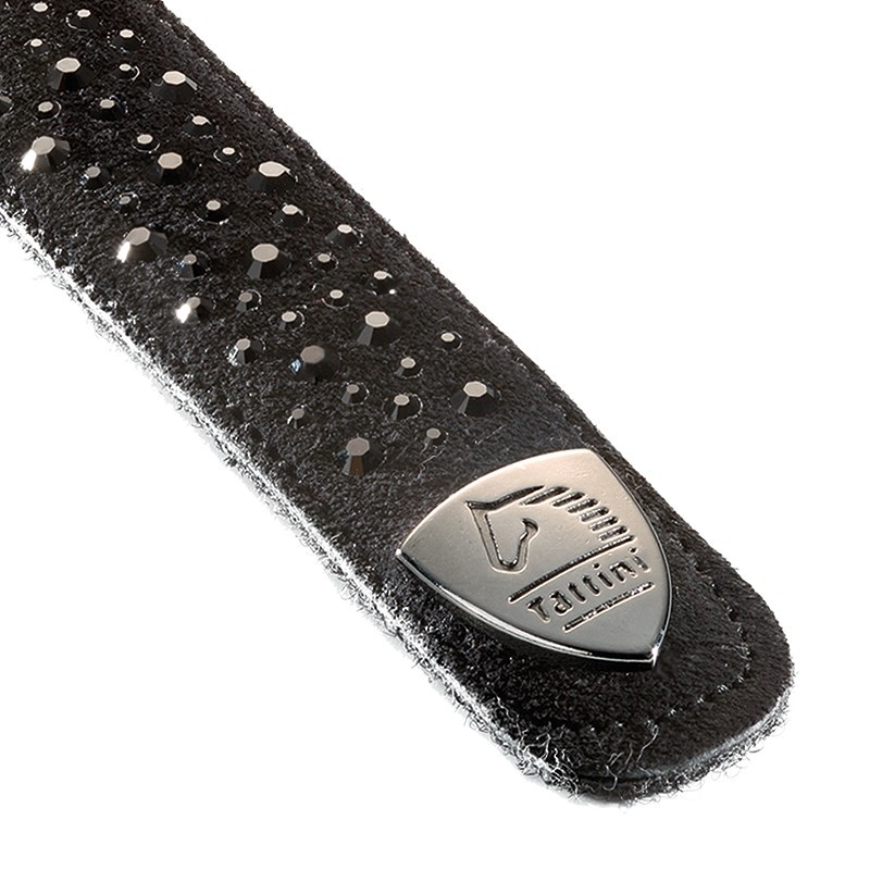 Correia de couro preta com rebites e fivela triangular Tattini