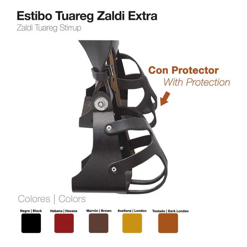 Estribo Tuareg Zaldi Extra preto com tiras e protecção