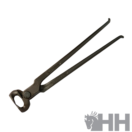 Ferramenta metálica preta de alça longa com fundo branco e logótipo HH