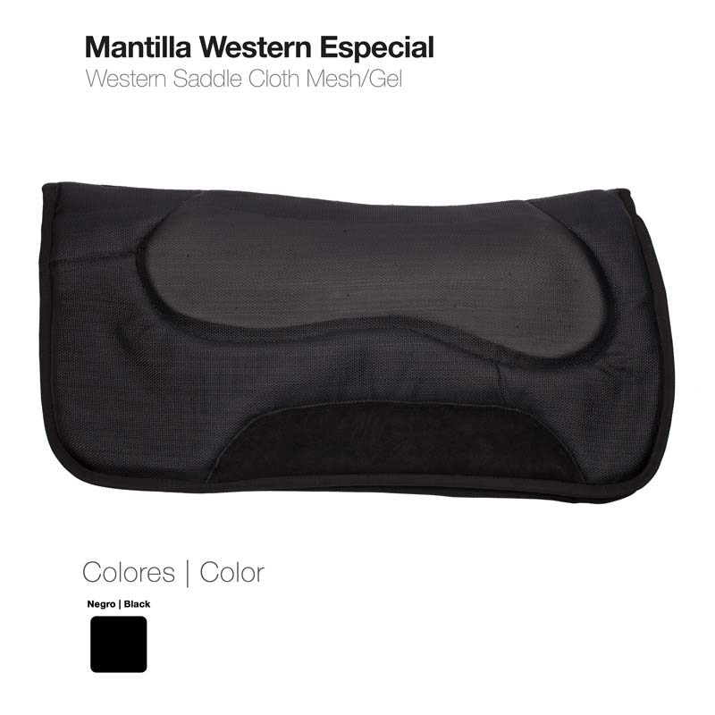 Mantilha Western Especial preta para sela ocidental em malha e gel