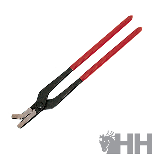 Pinça de oficina com cabos vermelhos e parte metálica preta