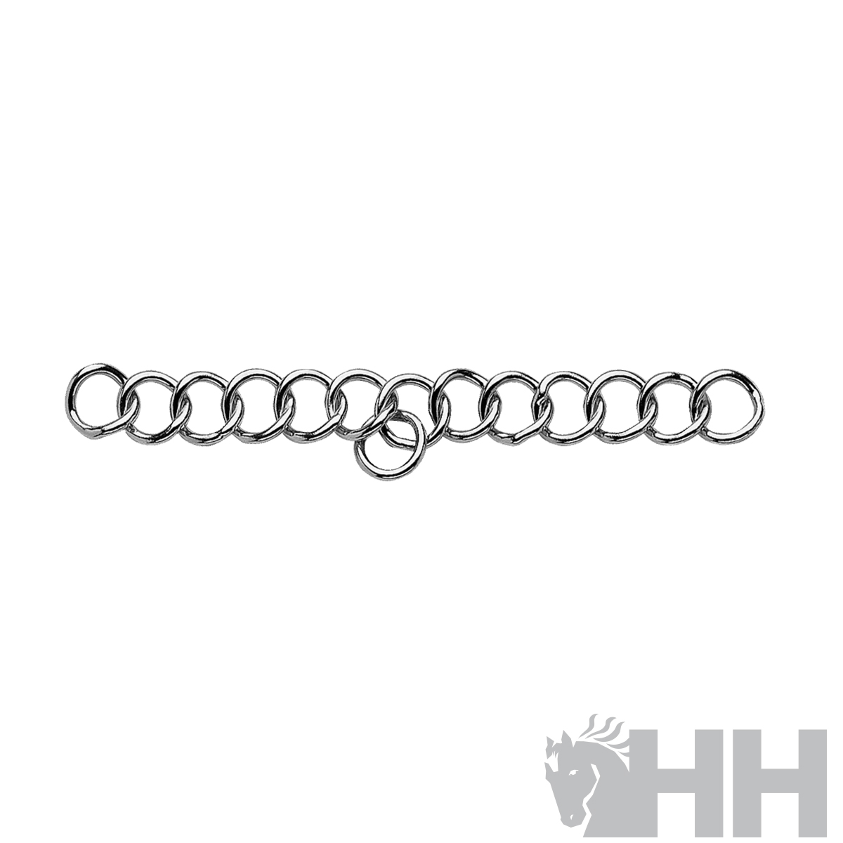 Corrente metálica de elos redondos prateados entrelaçados