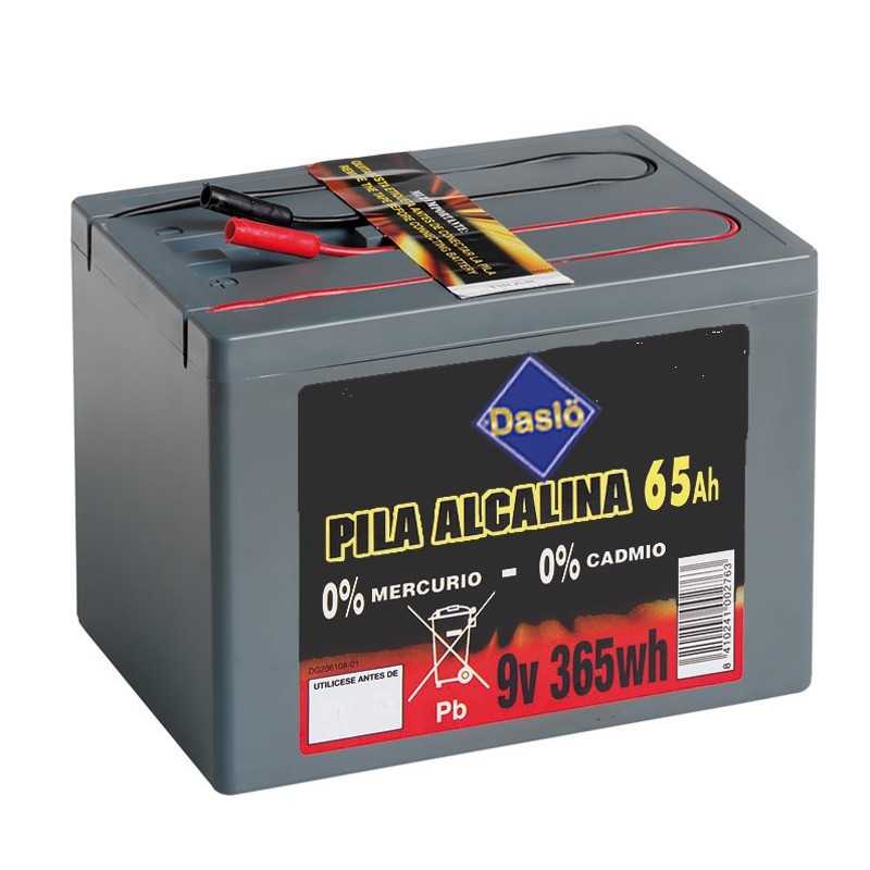 Bateria alcalina Daslo 65Ah cinzenta com etiqueta preta e vermelha