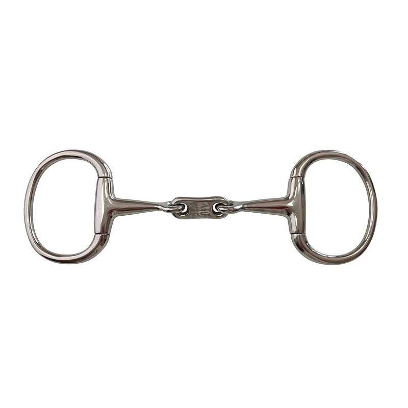 Freio metálico para cavalo com argolas ovais e articulação central