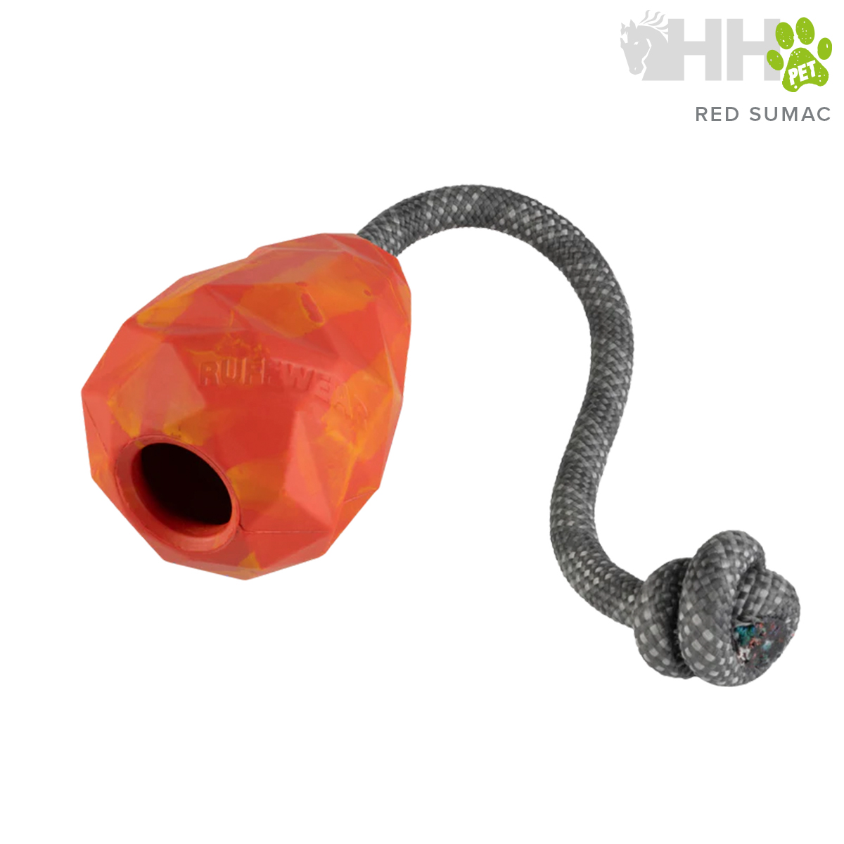 Brinquedo para cães preto e vermelho com cabo e nó