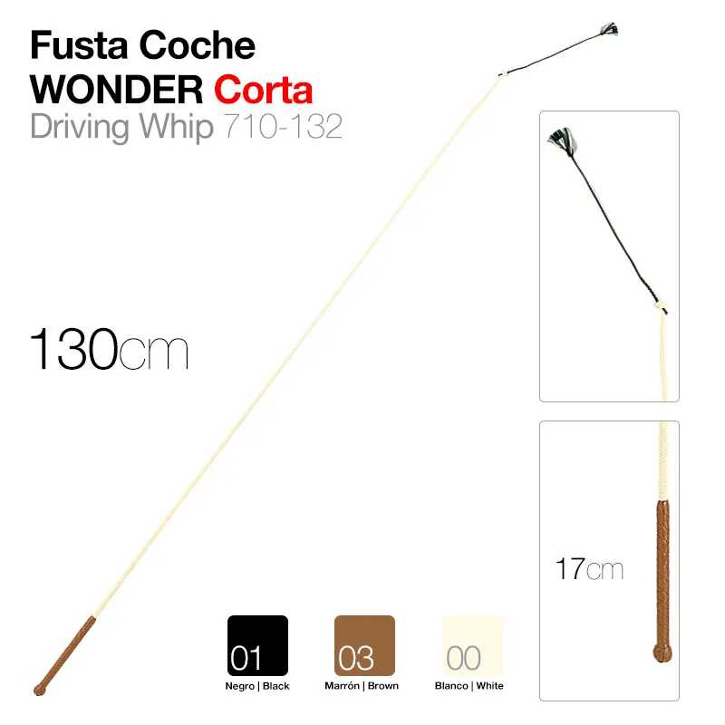 Fusta para coche WONDER Corta 130 cm, cabo castanho e tiras pretas na ponta