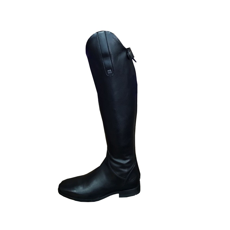 Bota alta preta em couro com laço no topo