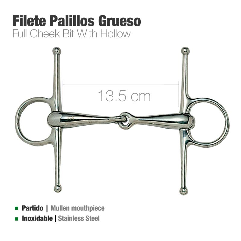 Freio forjado em aço inoxidável para cavalo, 13,5 cm, full cheek bit com bocal partido